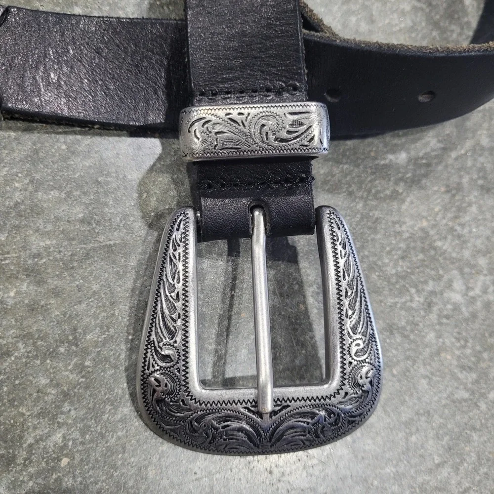 Urban Outfitters Belt Black Sml Western Etched Cowboy Cowgirl Ranch Rodeo Scroll